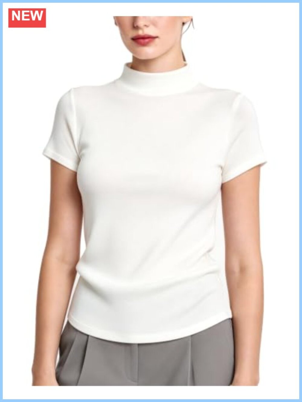 Thermal Short Sleeve Mock Neck Top Thin Warm Lightweight Base Layer